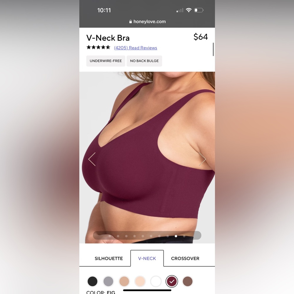 Honeylove V neck bra
